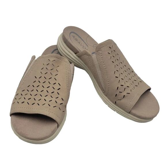 Aravon Beaumont Peep Dove Slides Womens Size 7B Comfort Sandals CH1993 - Picture 2 of 10